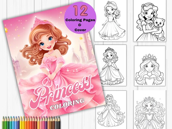Princess coloring pages for kids preschool coloring girls birthday princess coloring sheets printable coloring instant download