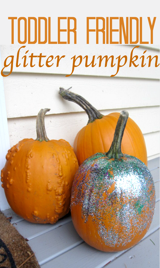Toddler friendly pumpkin glittering