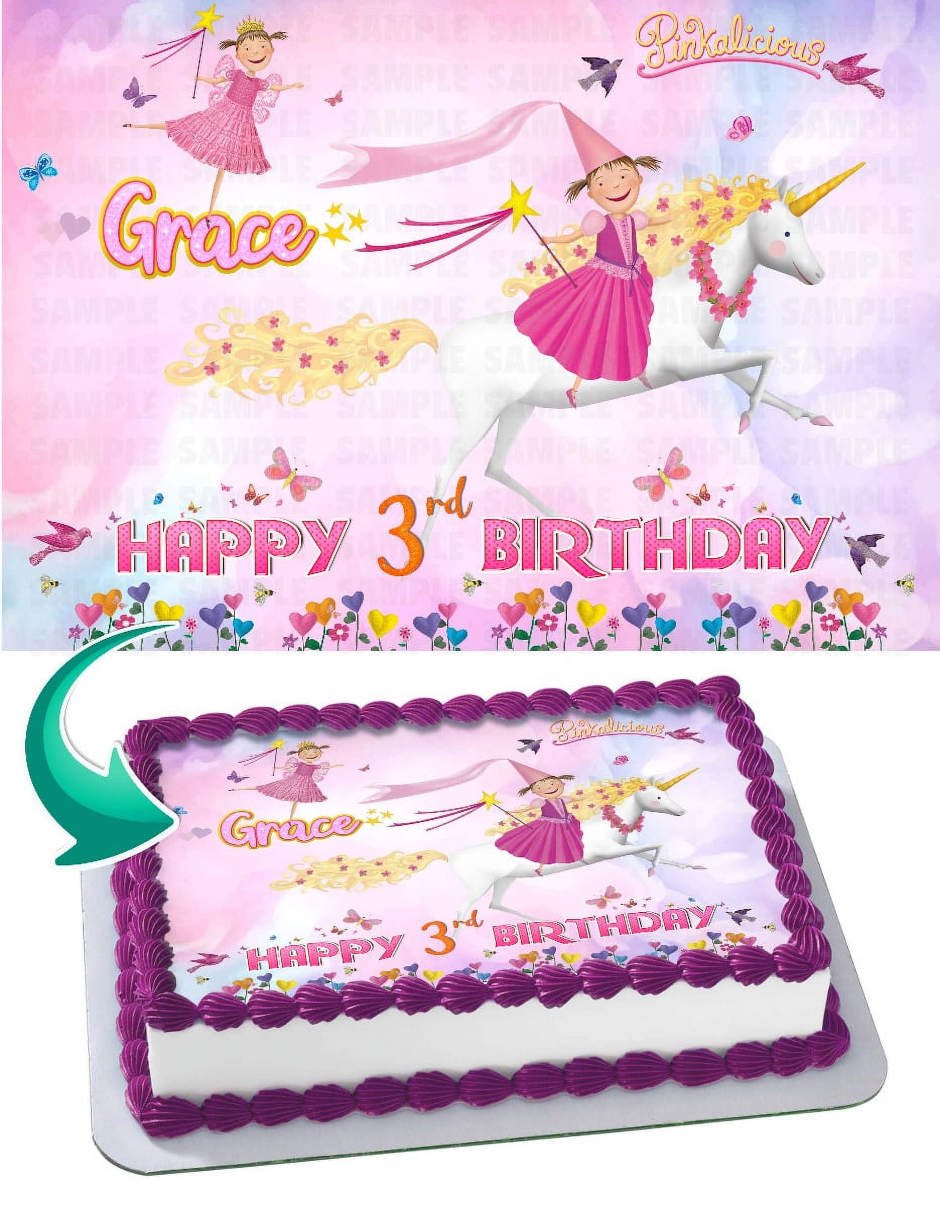 Pinkalicious edible cake topper image personalized sheet x