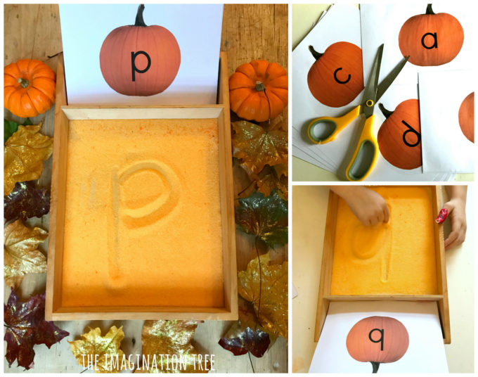 Pumpkin sensory writing tray