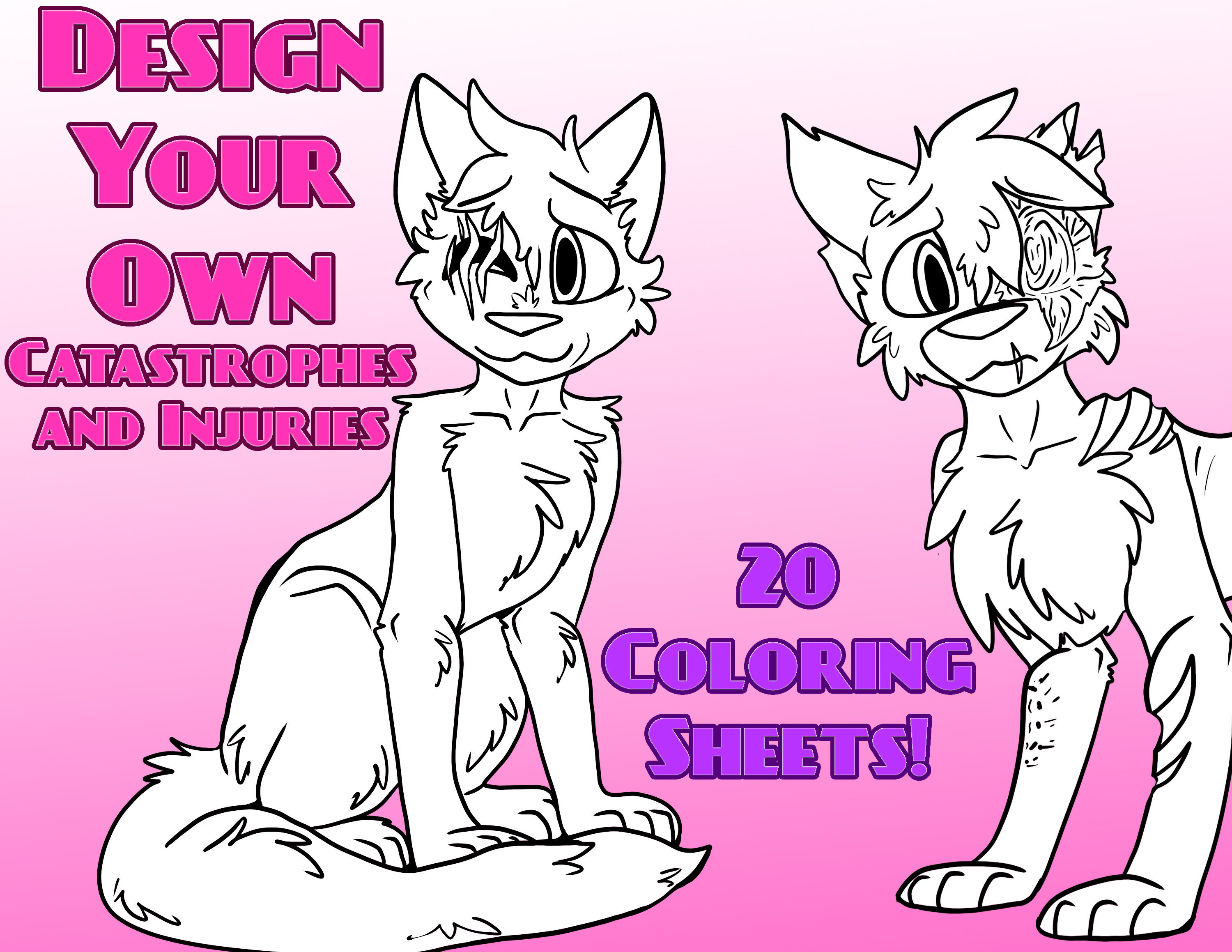 Design your own catastrophes and injuries downloadable coloring sheets