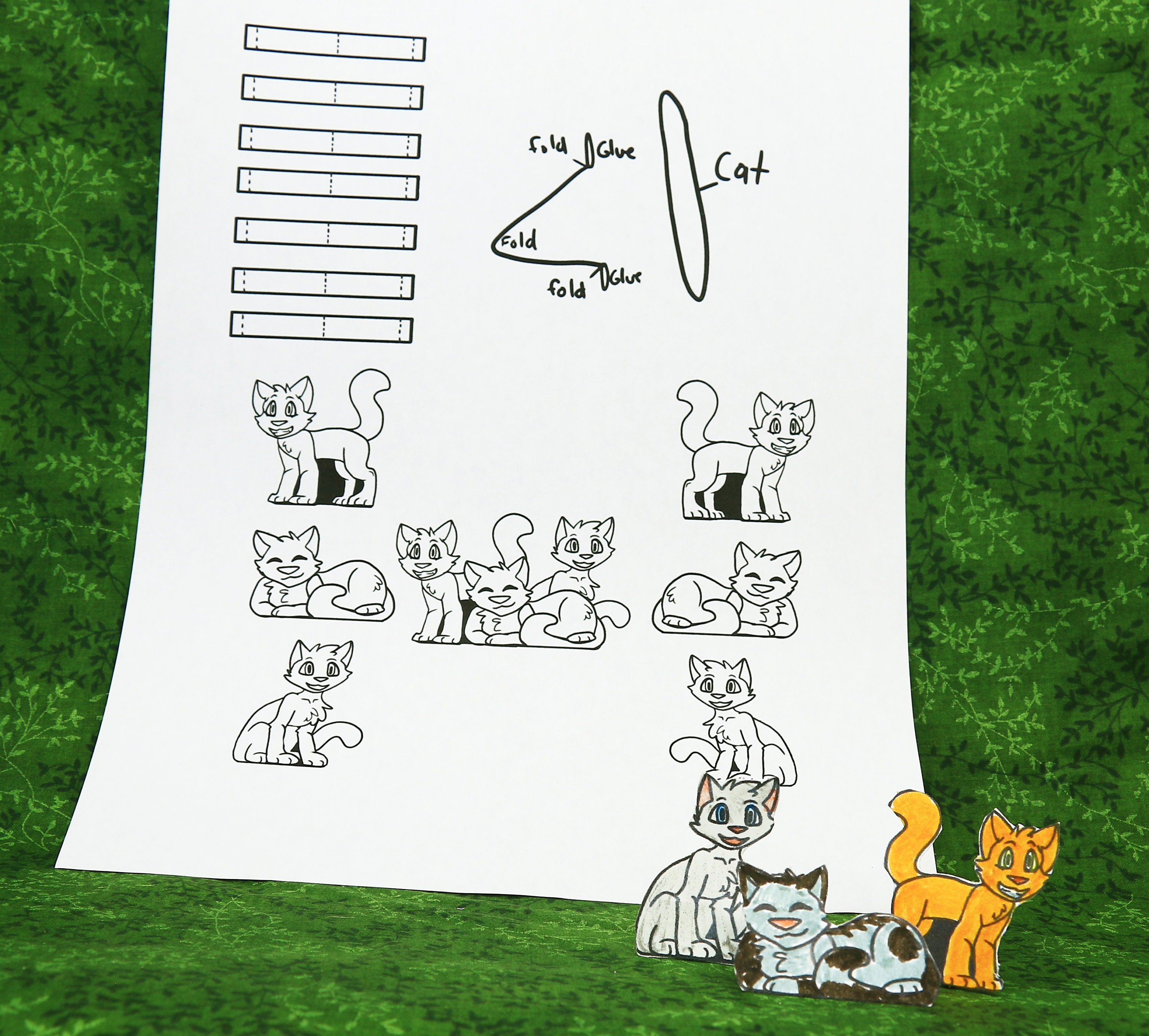 Design your own camps and kittens downloadable coloring sheets trees bushes nests