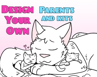 Design your own parents and kittens downloadable coloring sheets