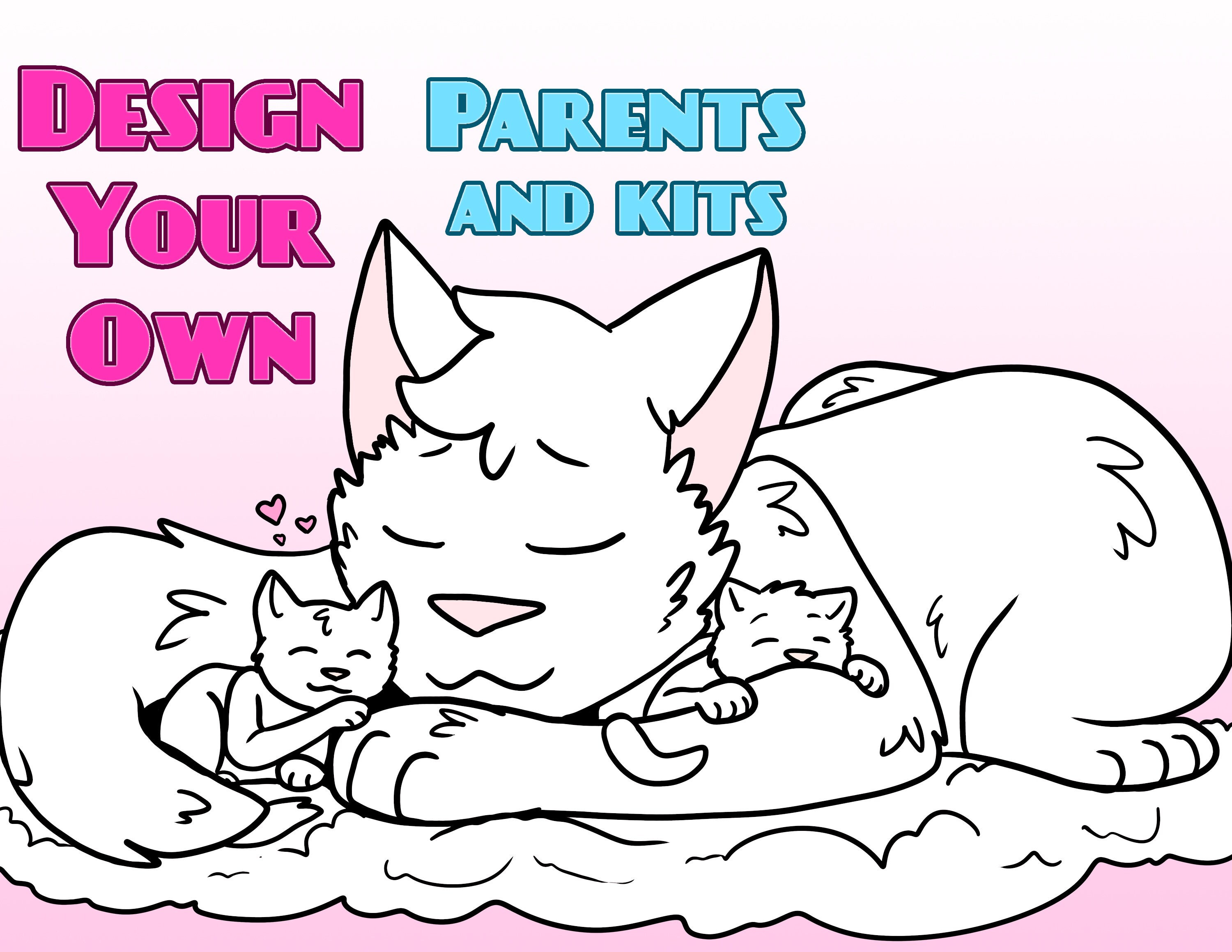 Design your own parents and kittens downloadable coloring sheets