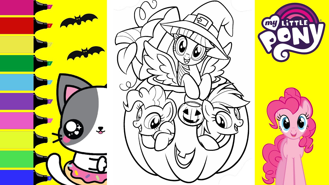 Coloring my little pony halloween pumpkin pinkie rainbow dash twilight sparkle sprinkled donuts jr