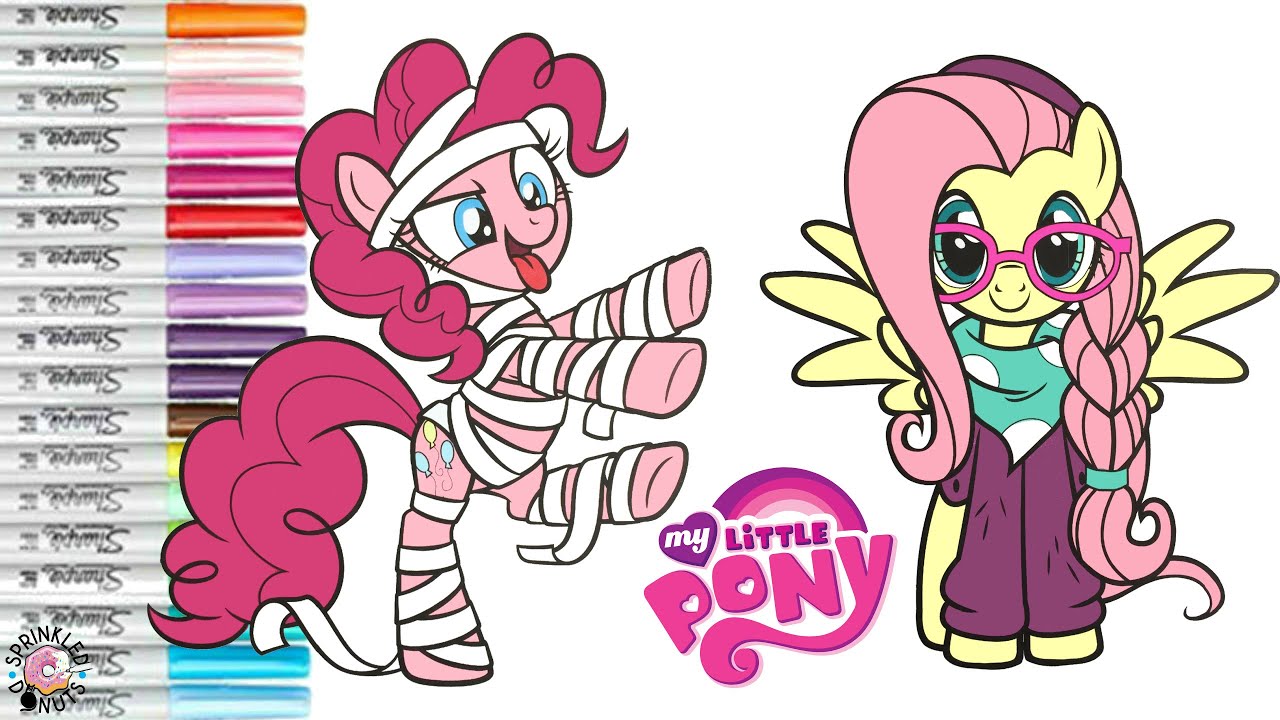 My little pony halloween coloring book pages fluttershy and pinkie pie