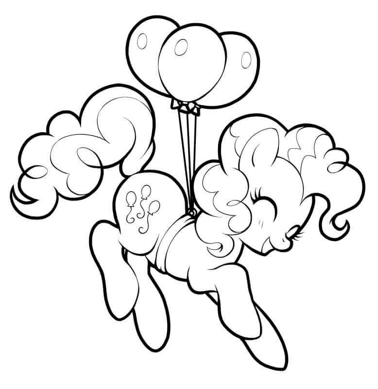 Pinkie pie on balloons coloring page