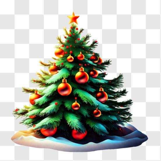 Download festive christmas tree with red and gold ornaments png online