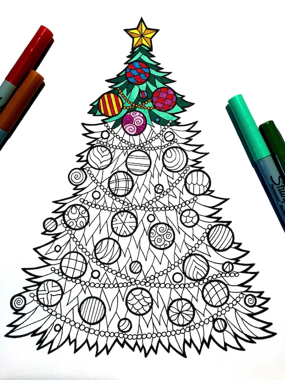 Christmas tree pdf coloring page