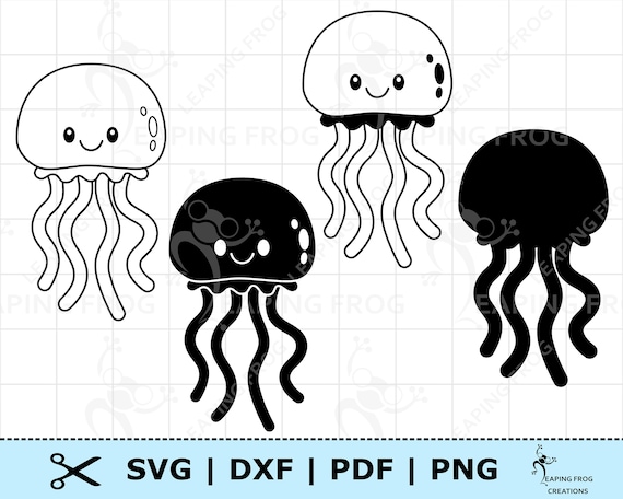 Cute jellyfish svg png dxf pdf cricut cut files silhouette baby jellyfish coloring page svg jellyfish clipart outline stencil
