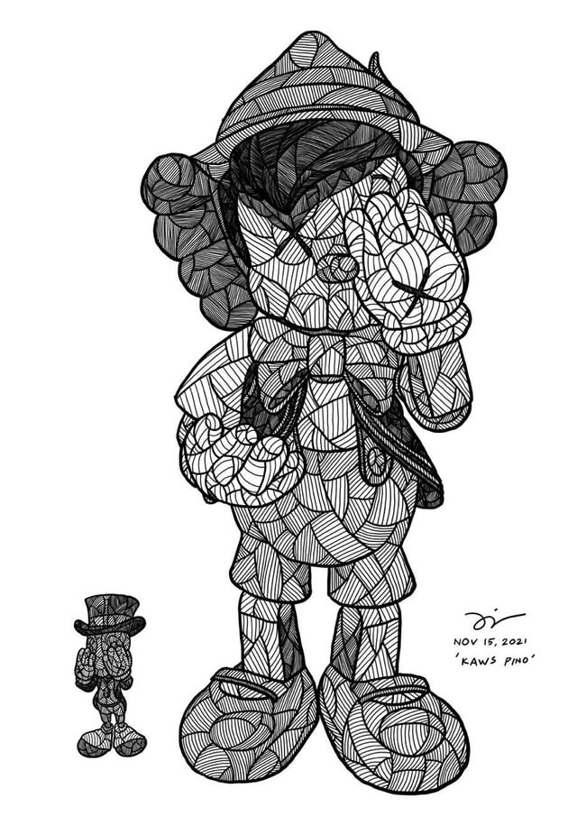 Kaws pinocchio fan art rillustration