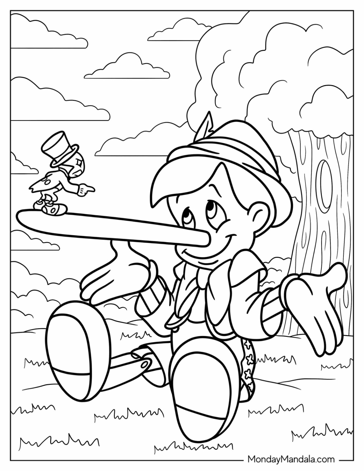 Pinocchio coloring pages free pdf printables