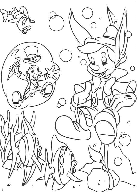 Pinocchio free printable coloring page