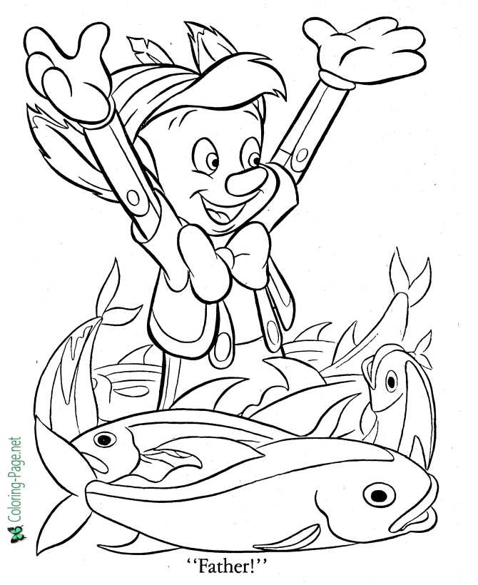 Father pinocchio coloring page