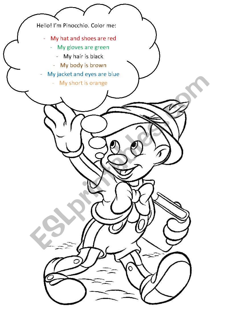 Pinocchio coloring and clothes