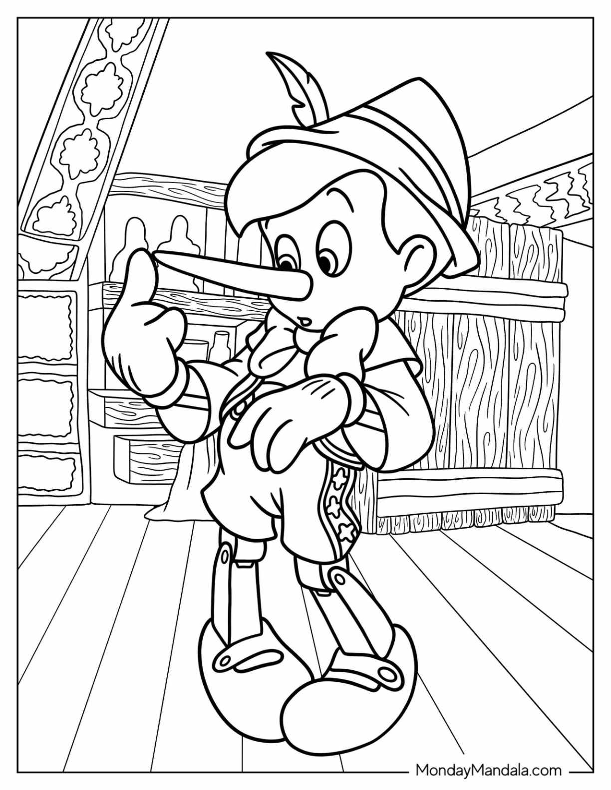 Pinocchio coloring pages free pdf printables