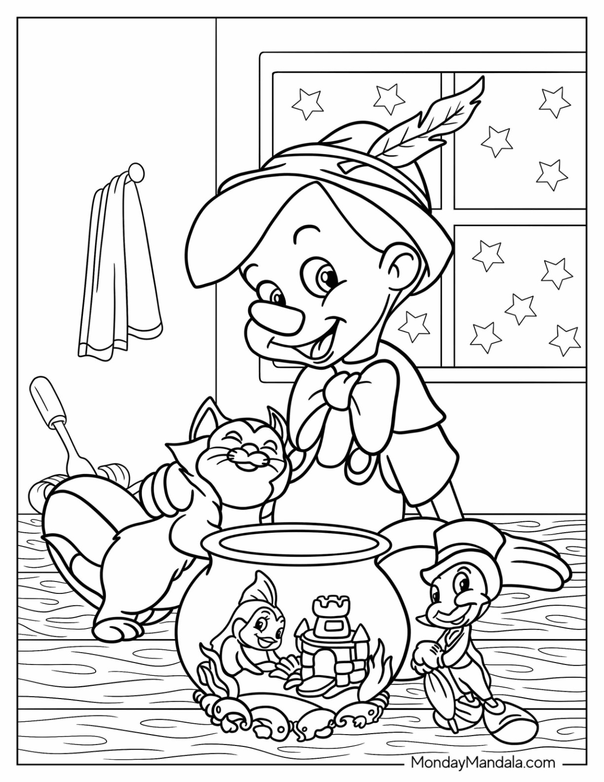 Pinocchio coloring pages free pdf printables