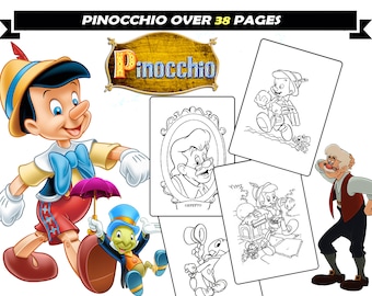Pinocchio coloring pages jiminy cricket blue fairy gepetto coloring book for children cartoon characters coloring sheets for girls boys