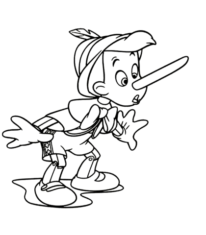 Pinocchios nose grows coloring page free printable coloring pages