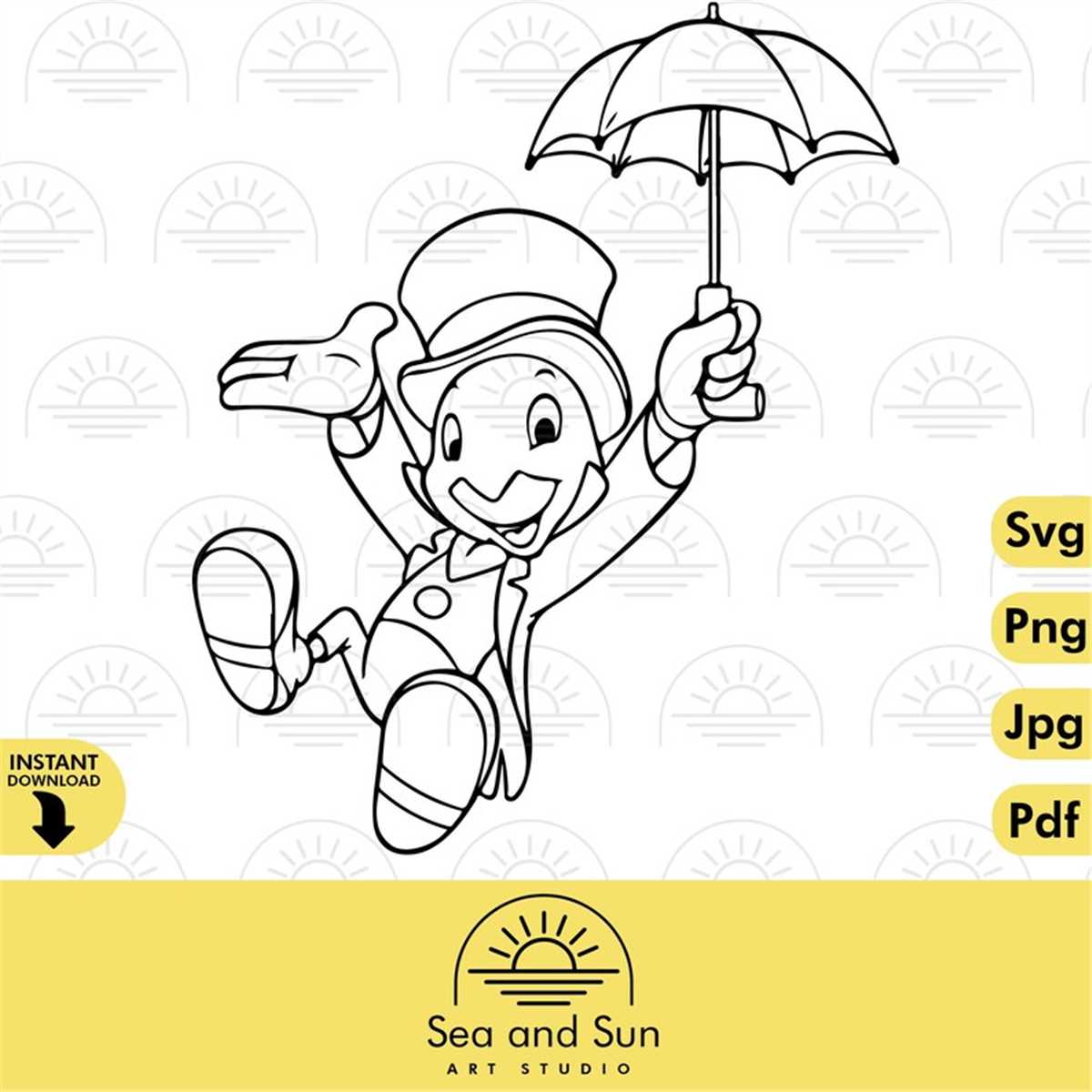 Vector jiminy cricket pinocchio disneyland ears svg stitch