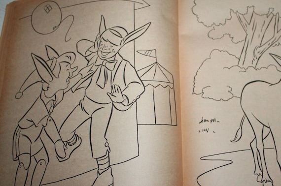 Vintage pinocchio giant coloring book