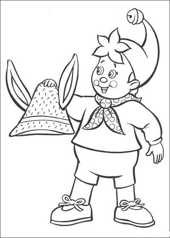 Noddy holds a rabbits hat coloring page free printable coloring pages