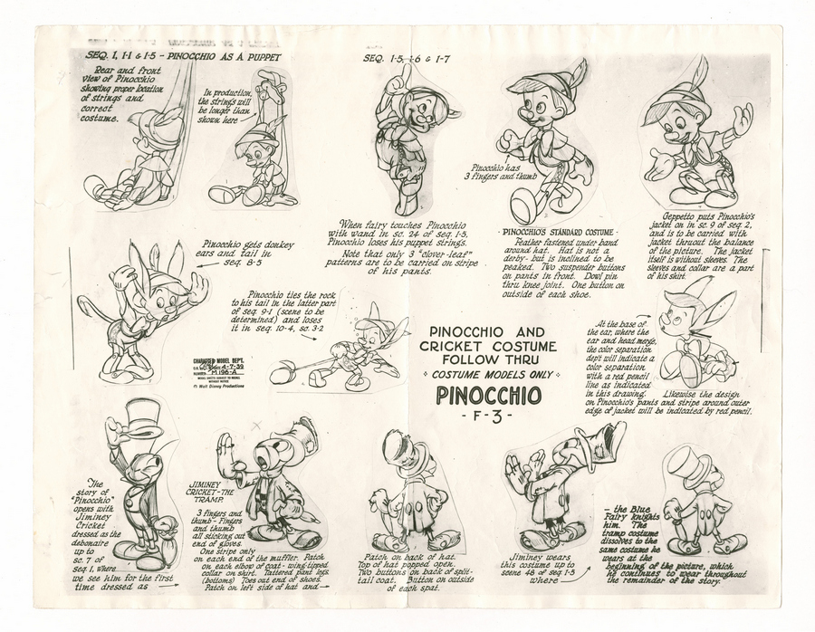 Pinocchio photostat model sheet