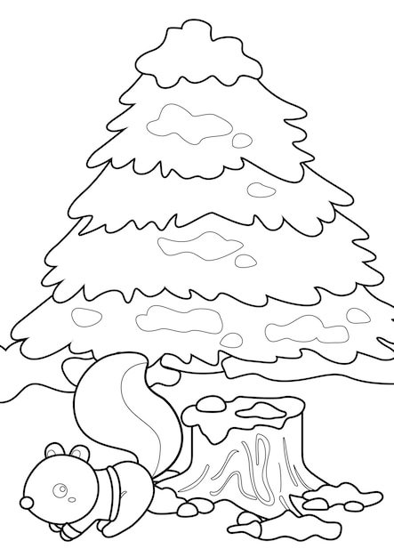 Bonito ãrbol de navidad de pino abeto pãginas para colorear a para niãos y adultos vector premium