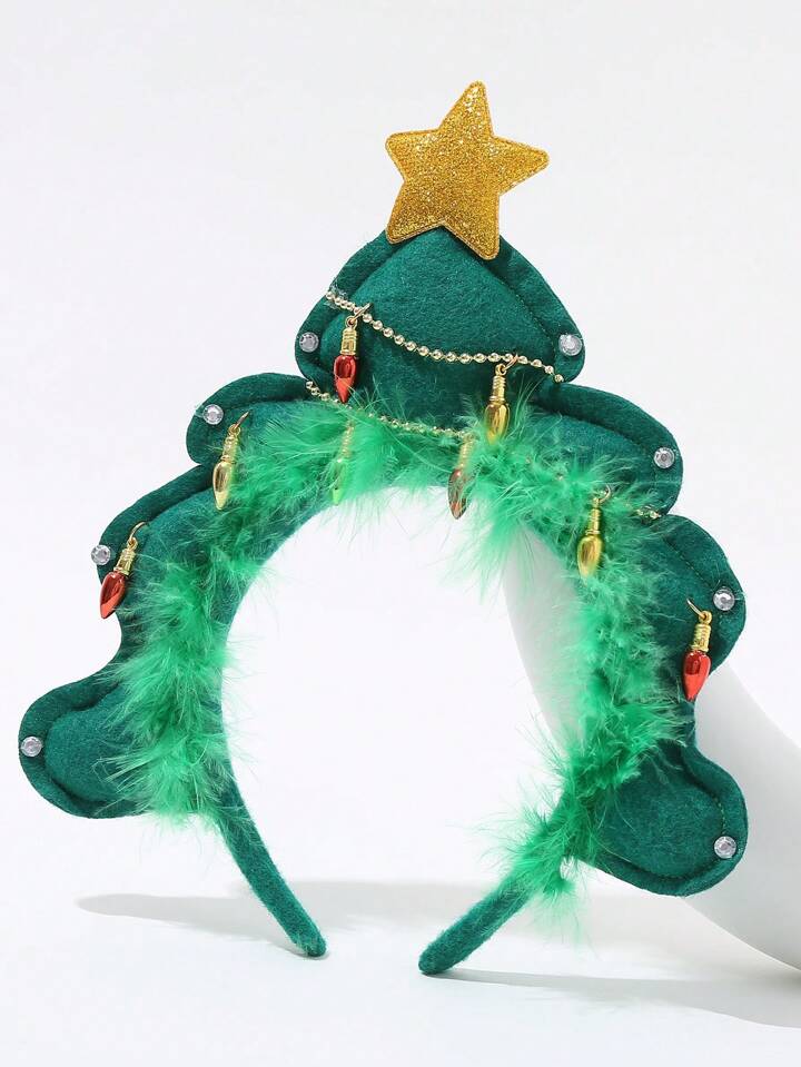 Pc heavy duty christmas tree decorated hair hoop a