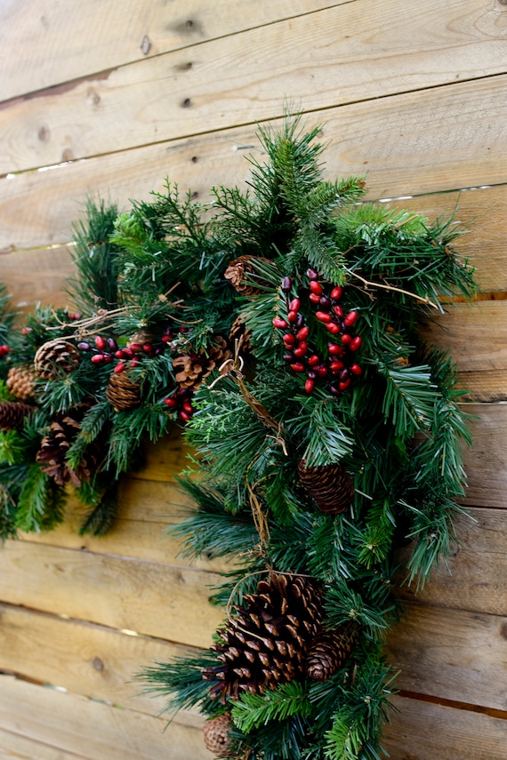 Artificial pinecone and berry garland faux pine garland outdoor holiday garland christmas greenery christmas garland berry garland