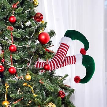 Hooqict elf legs for christmas tree decorations cotton christmas elf legs for christmas tree fireplace wreaths car decorations xmas tree elf legs home kitchen