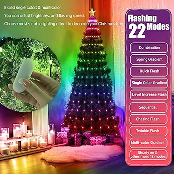 Smart christmas tree lights ftã drop line modes multi color changing led lights with app control remote control timer indoor outdoor christmas tree fairy string lights xmas party decoration