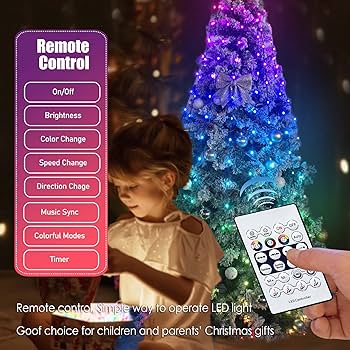 Smart christmas tree lights ftã drop line modes multi color changing led lights with app control remote control timer indoor outdoor christmas tree fairy string lights xmas party decoration