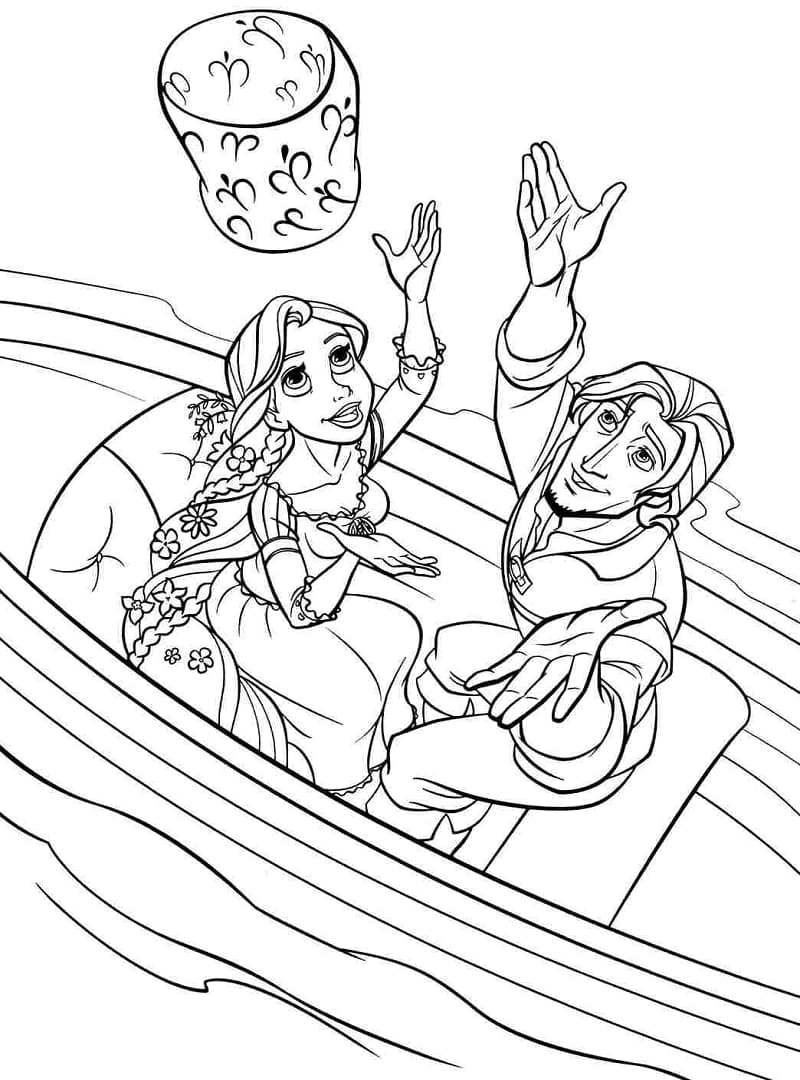 Princess rapunzel and flynn rider coloring page