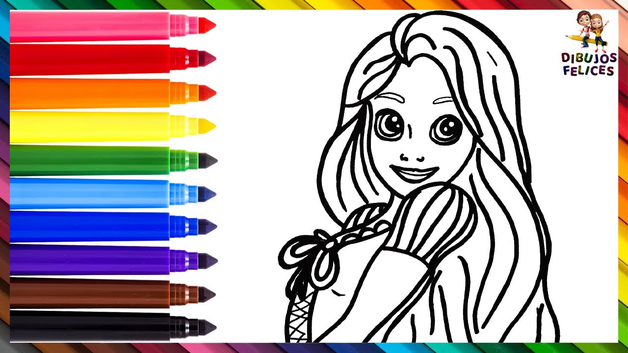 Dibuja y colorea a rapunzel ðððð dibujos para niãos