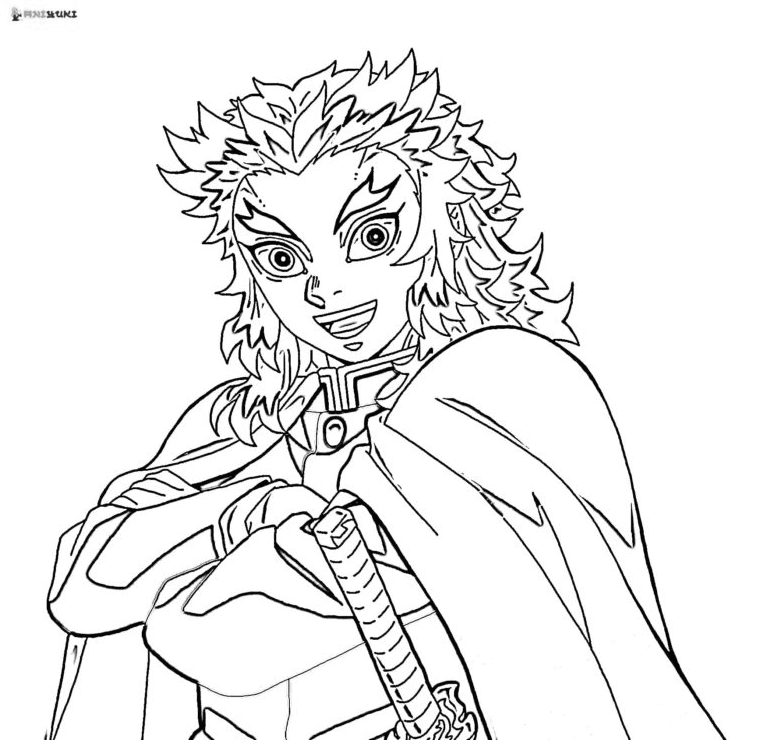 Kyojuro rengoku coloring pages printable for free download