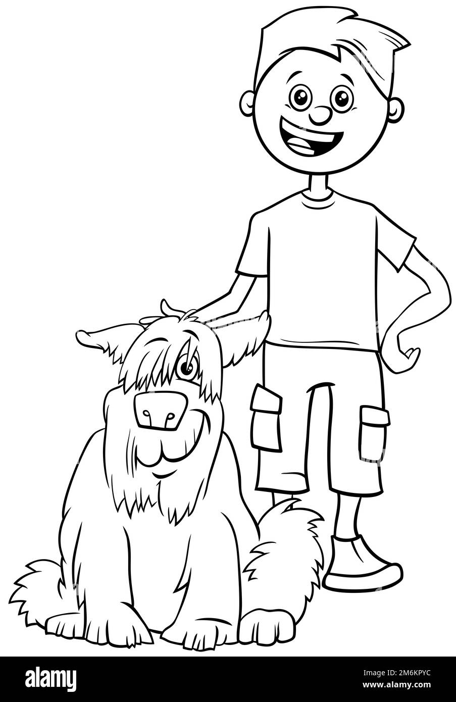 Coloring book boy dog vector fotografãas e imãgen de alta roluciãn