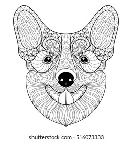 Cara de perro zentangle en estilo vector de stock libre de regalãas