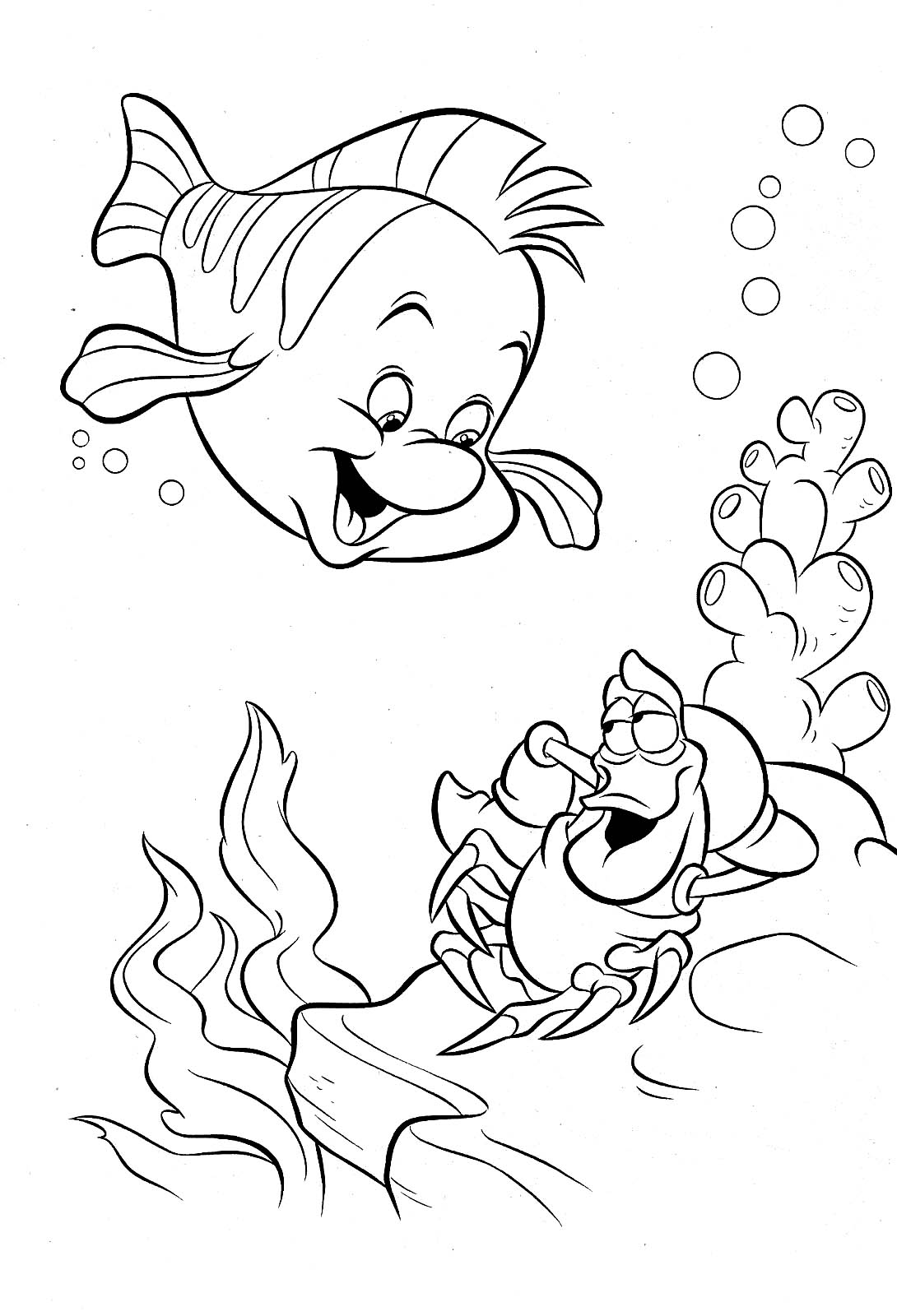 Dibujo de la sirenita para colorear y pintar