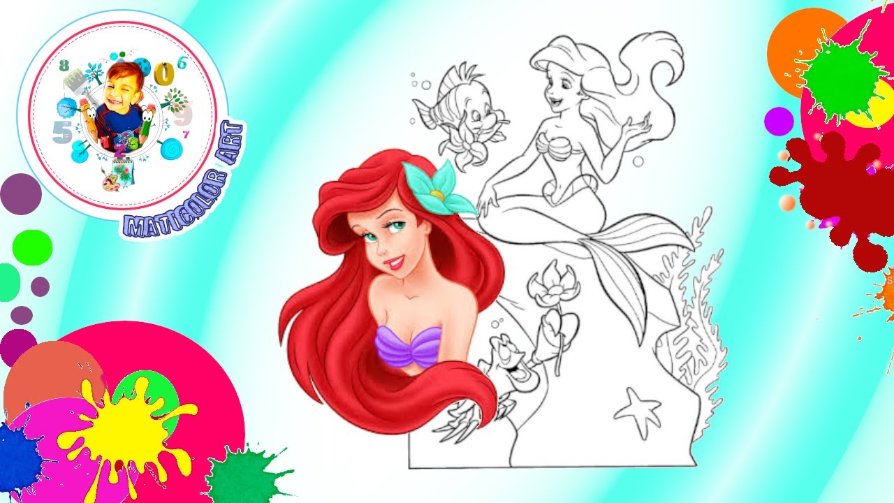 Ð o dibujar y pintar la sirenita ariel juego maticolor art how to draw mermaid ariel ðð
