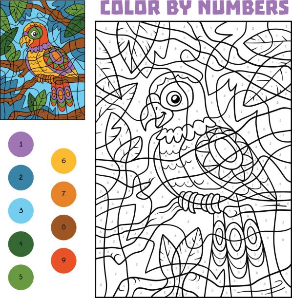 Coloring by number stock illustrations royalty