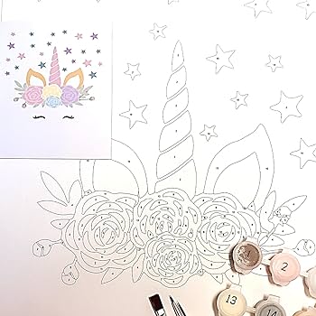 Pintar por nãºmeros personalizado con nombre marcos incluidos sin clavos diy pintura manualidad decoraciãn habitaciãn infantil regalo original niãos niãas unicornio juguet y juegos