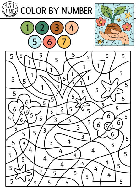 Coloring by number stock illustrations royalty