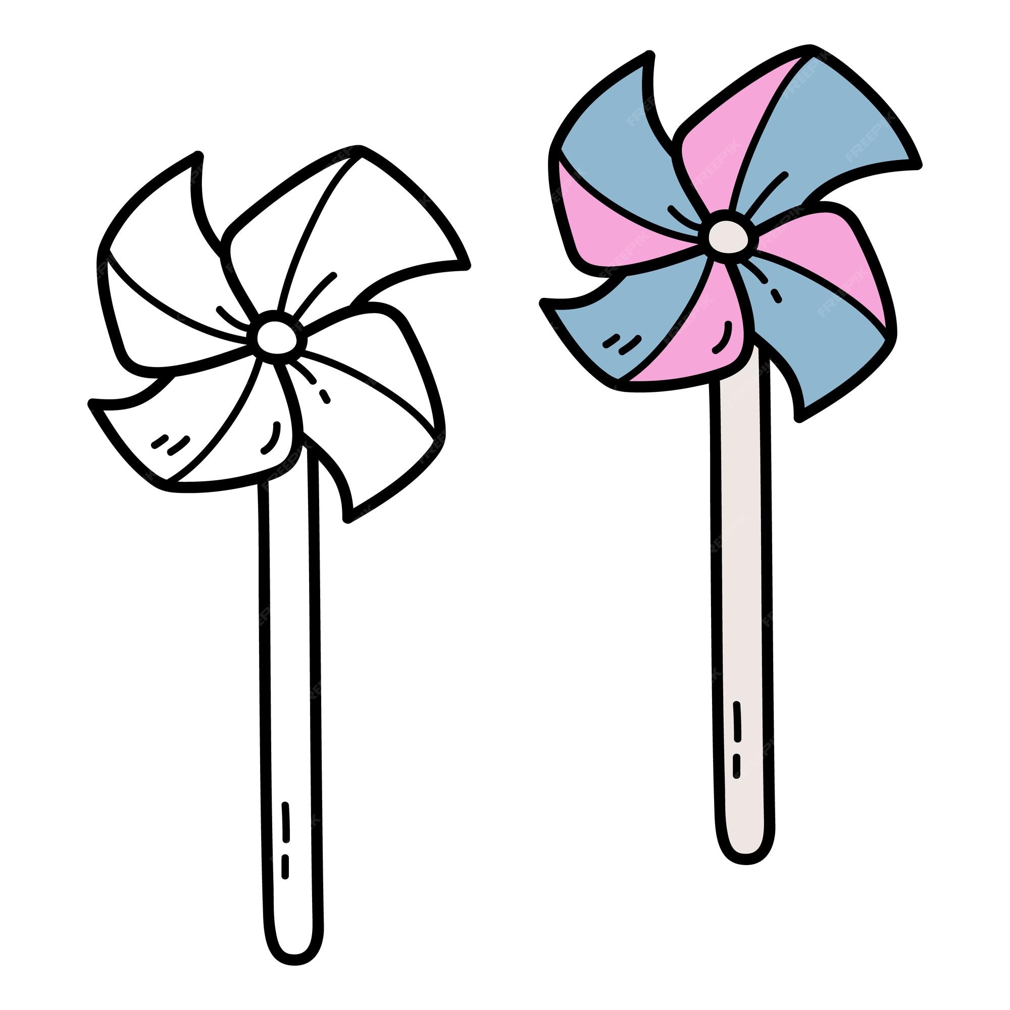 Premium vector illustration coloring page of doodle windmill