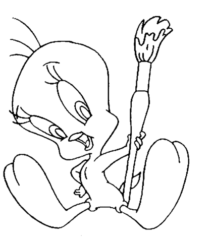 Tweety the painter coloring page free printable coloring pages