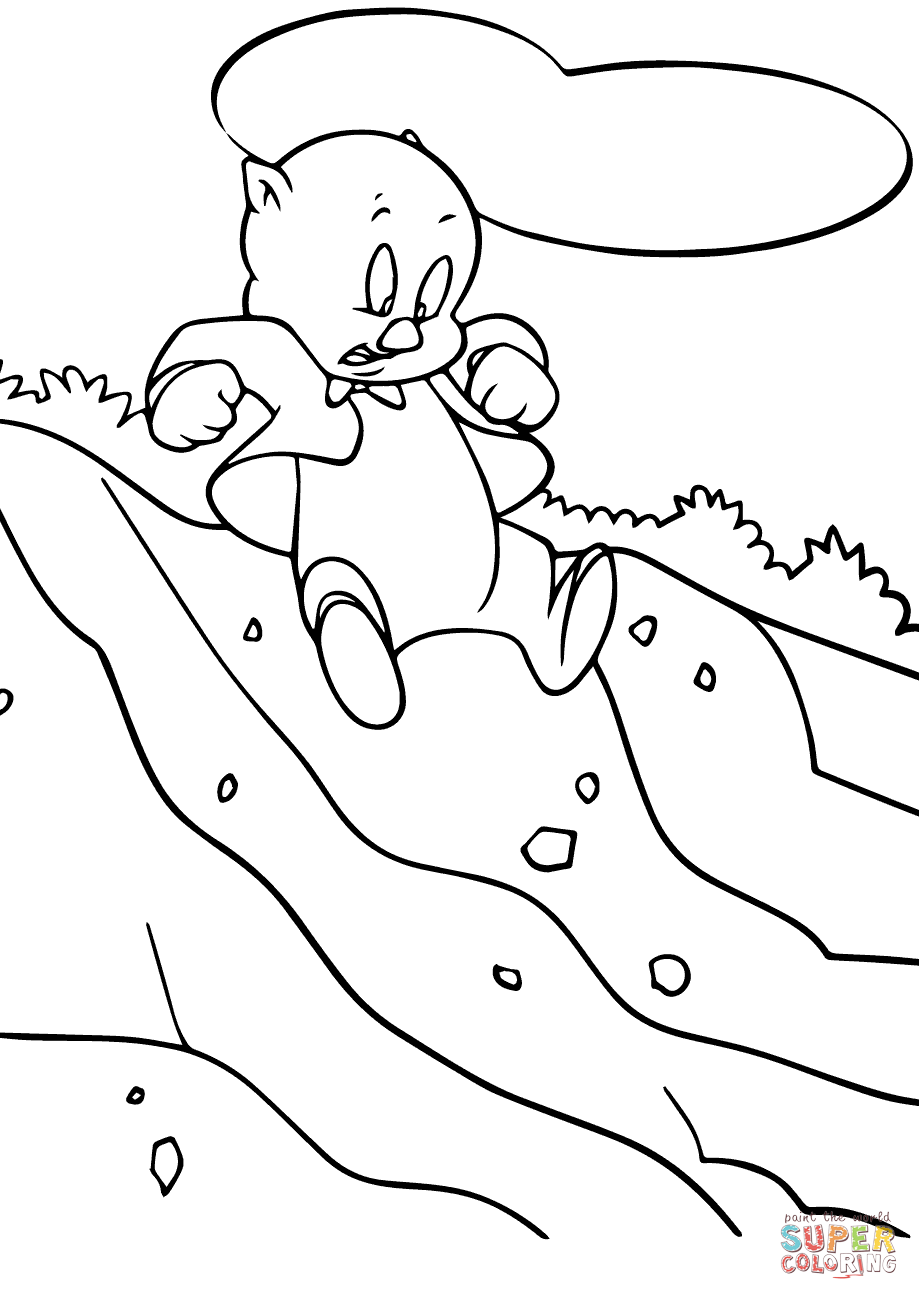 Porky pig coloring page free printable coloring pages