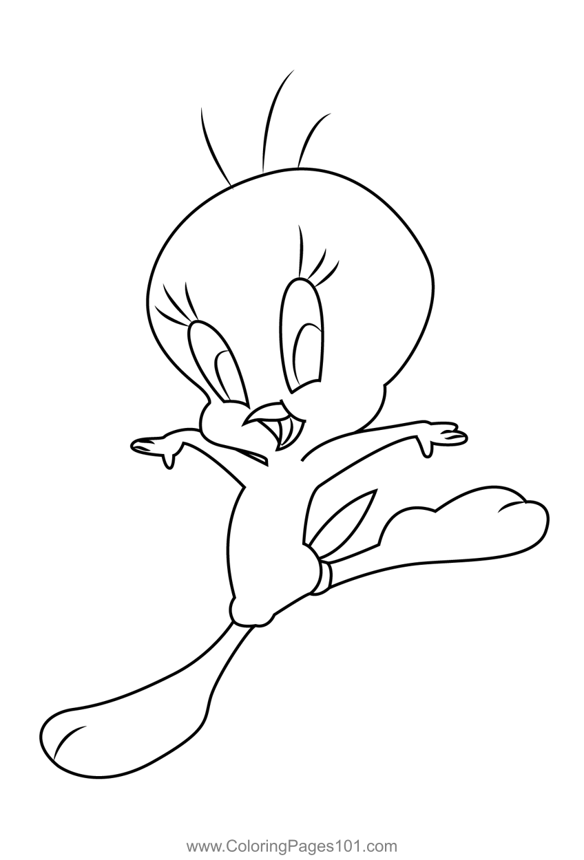 Tweety jumping coloring page coloring pages color coloring pages for kids