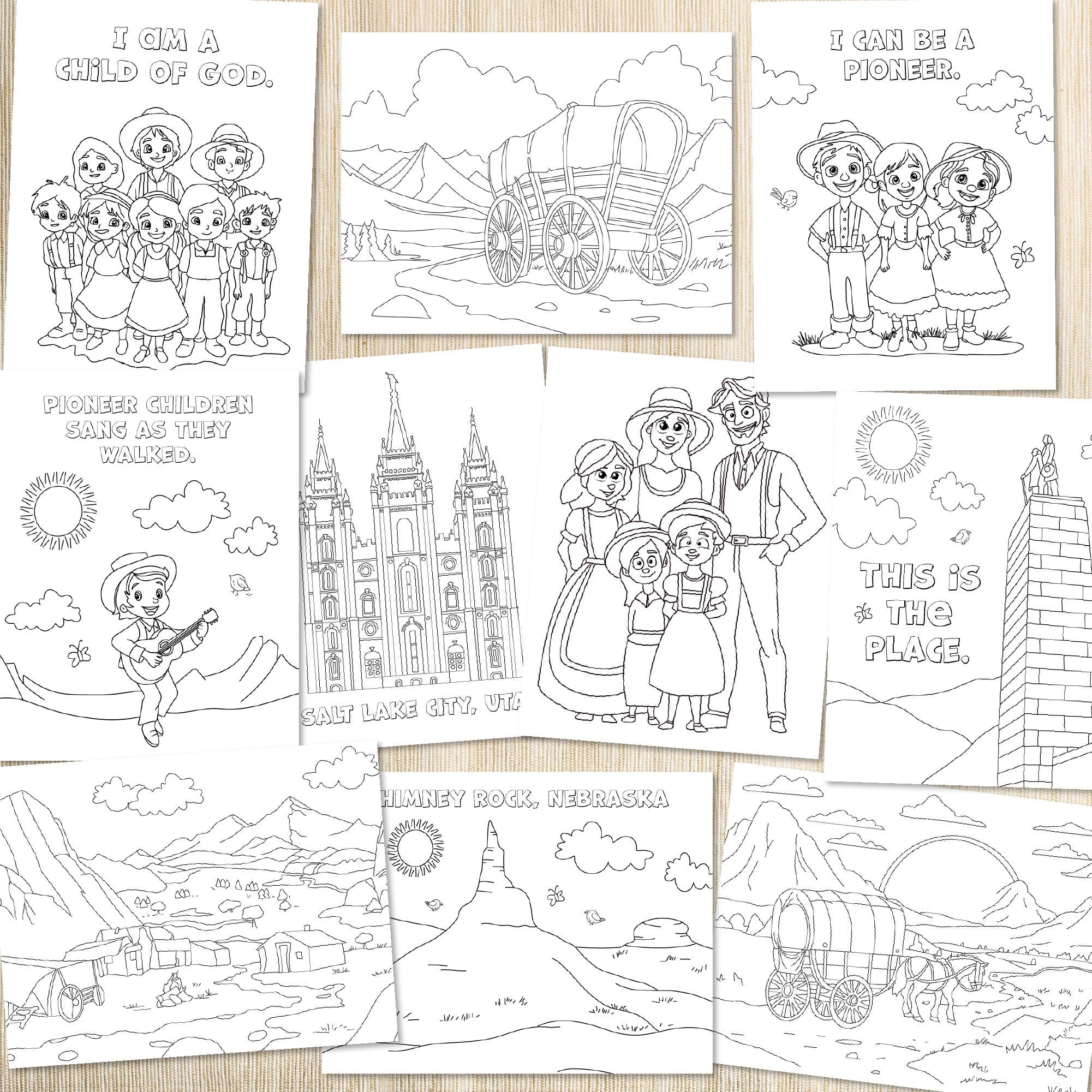 Pioneer day coloring pages â ministering printables
