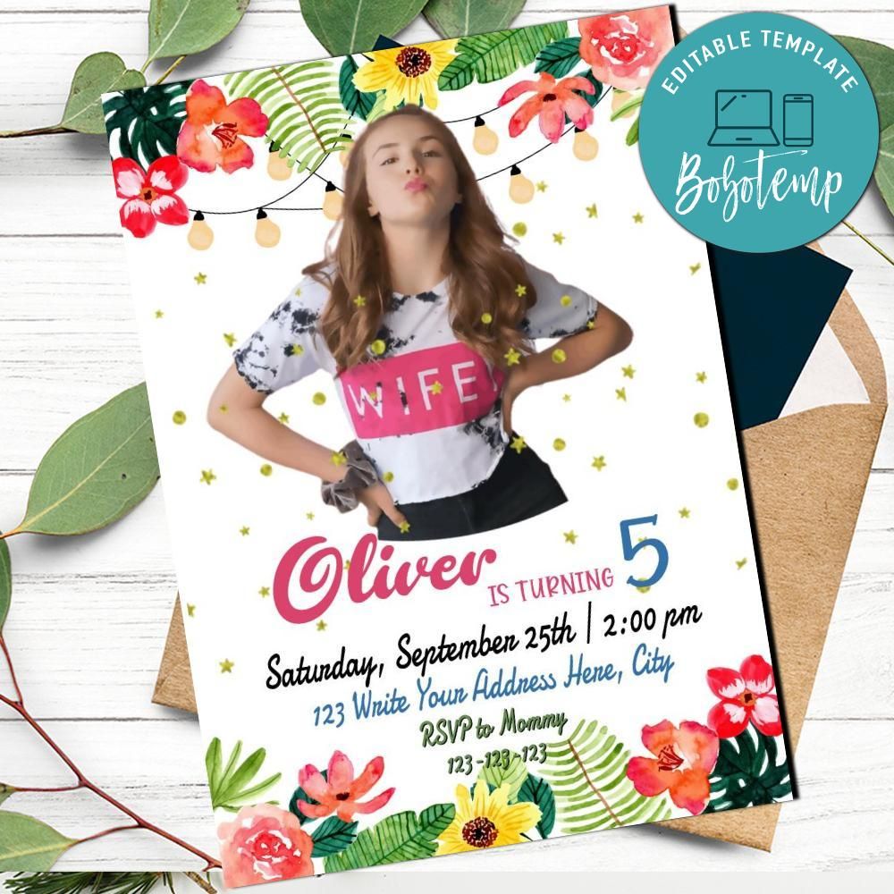 Aloha piper rockelle birthday invitation printable diy