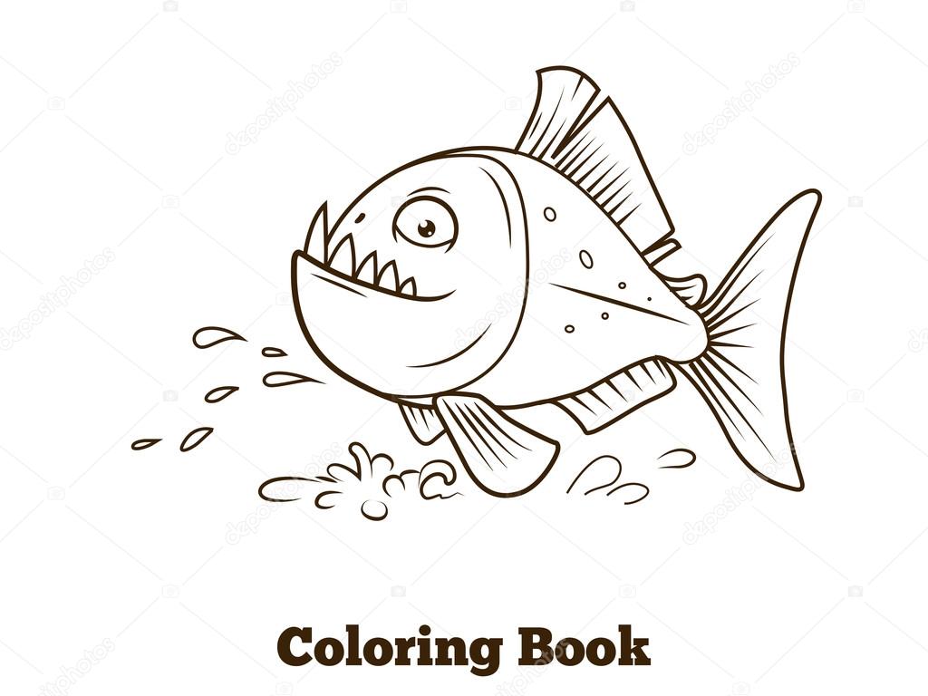 Piranha fish cartoon coloring book vector stock vector by alexanderpokusay